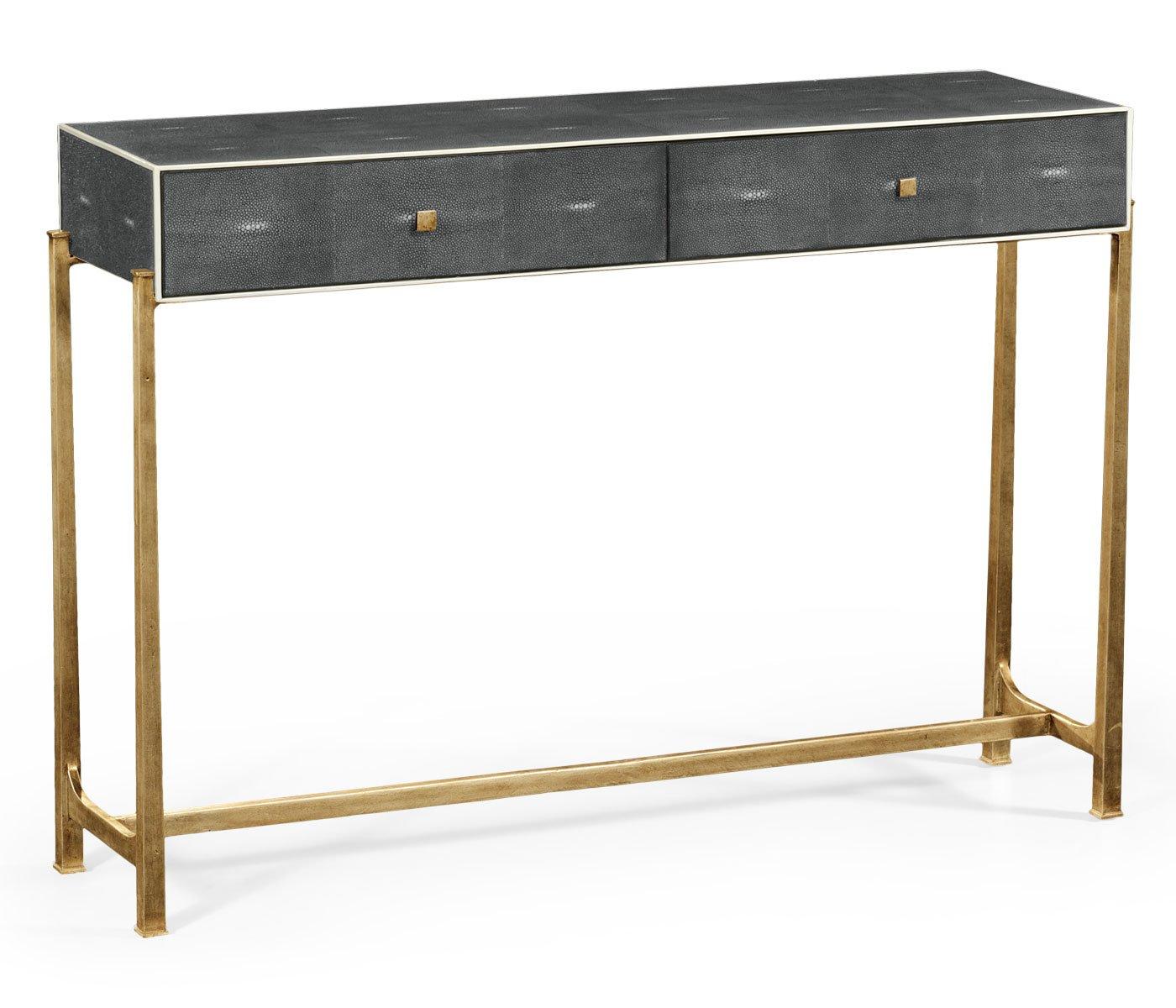 Jonathan Charles Living Jonathan Charles Console Table 1930s in Anthracite Shagreen - Gilded House of Isabella UK