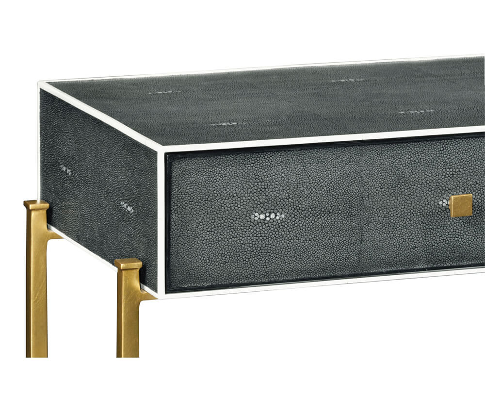 Jonathan Charles Living Jonathan Charles Console Table 1930s in Anthracite Shagreen - Gilded House of Isabella UK