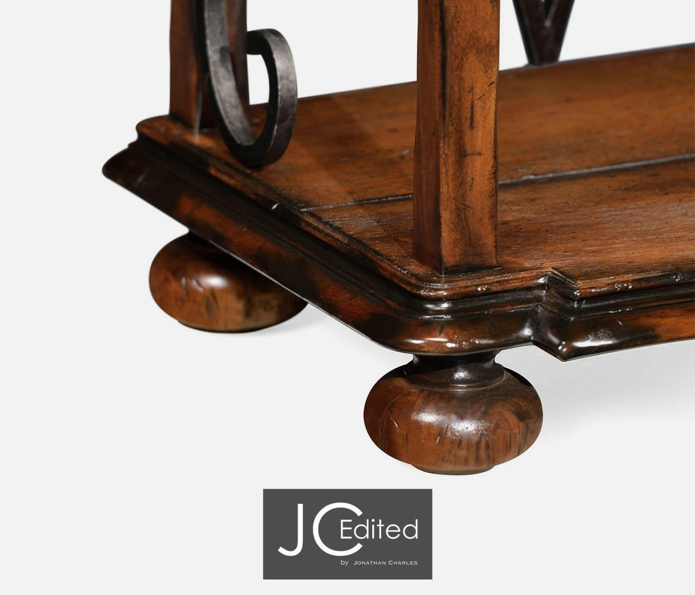 Jonathan Charles Etagere Wrought Iron in Rustic Walnut House of