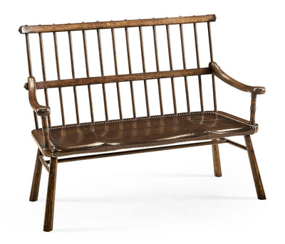 Jonathan Charles Living Jonathan Charles Forest Tudor Oak Bench with Leather Seat House of Isabella UK