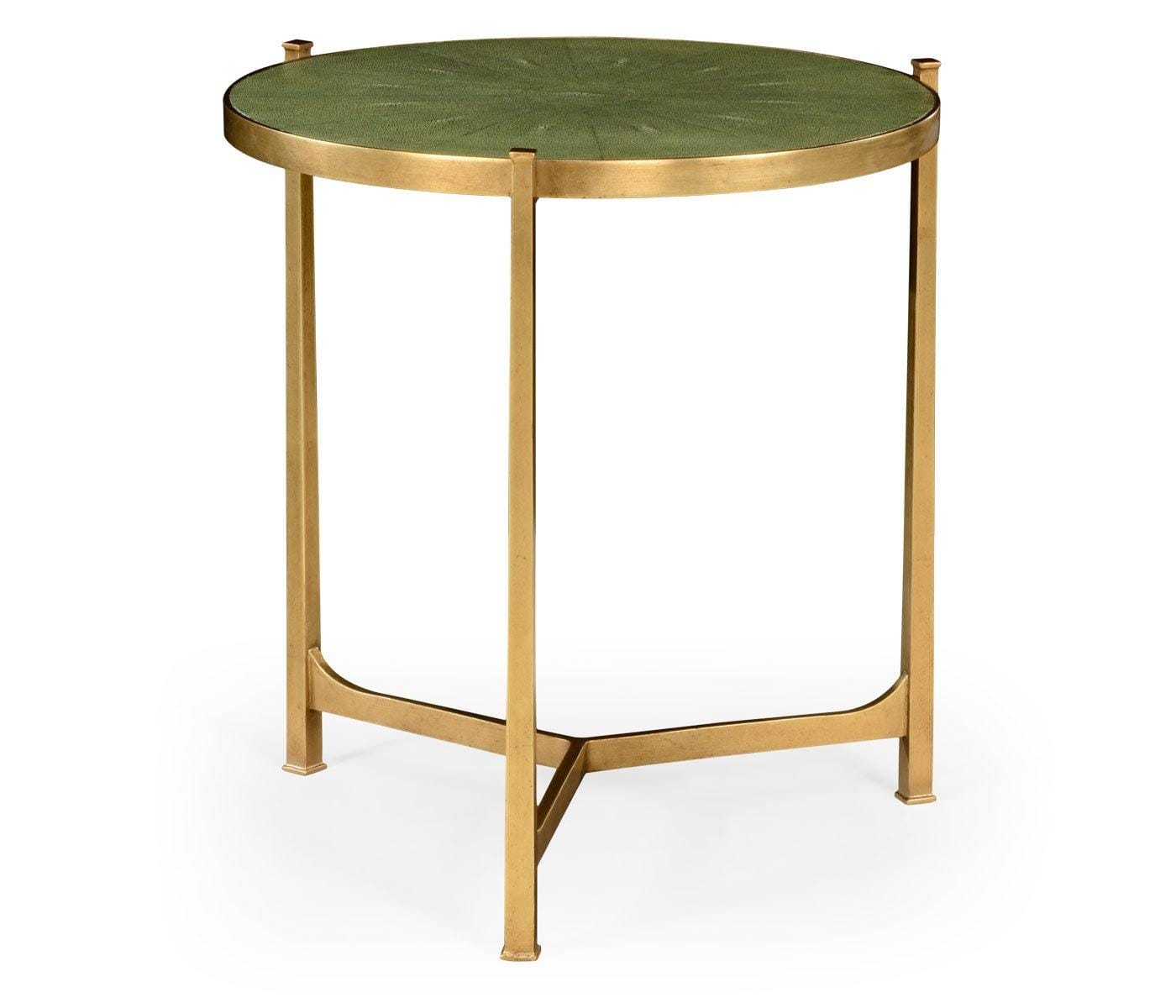 Jonathan Charles Living Jonathan Charles Large Round Lamp Table Contemporary in Green Shagreen - Gilded House of Isabella UK