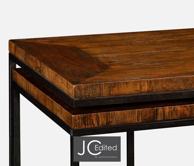 Jonathan Charles Living Jonathan Charles Nesting Coffee Table Wrought Iron in Rustic Walnut House of Isabella UK