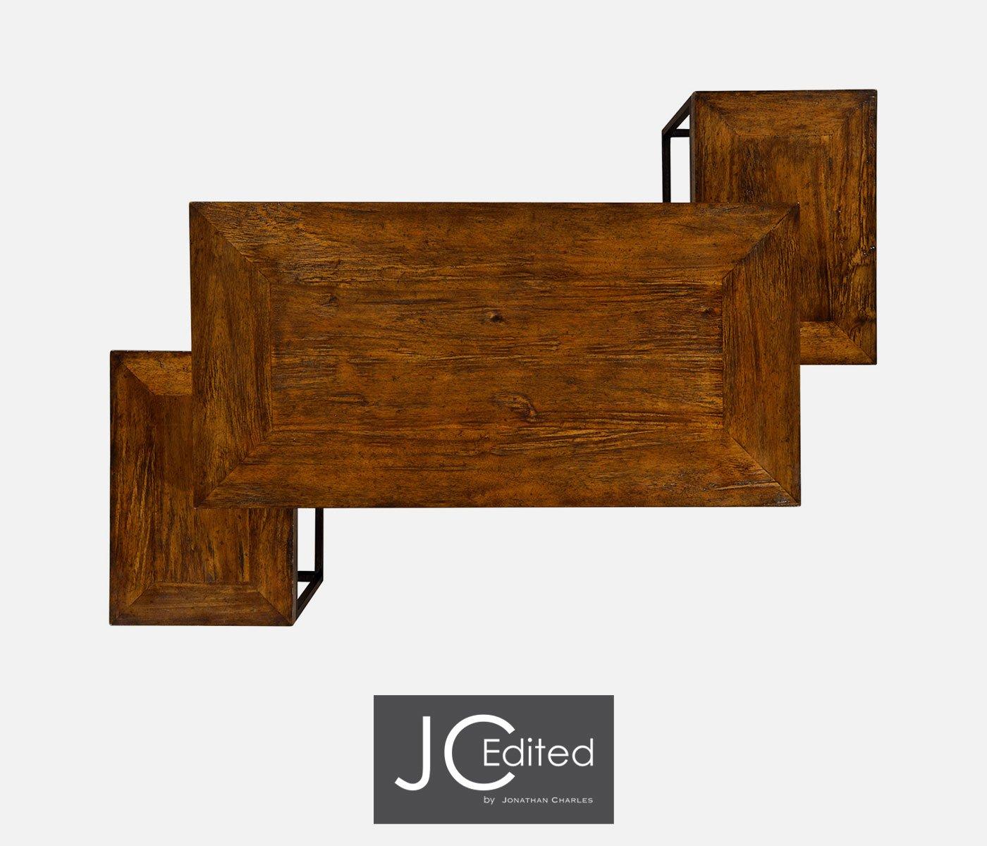 Jonathan Charles Living Jonathan Charles Nesting Coffee Table Wrought Iron in Rustic Walnut House of Isabella UK