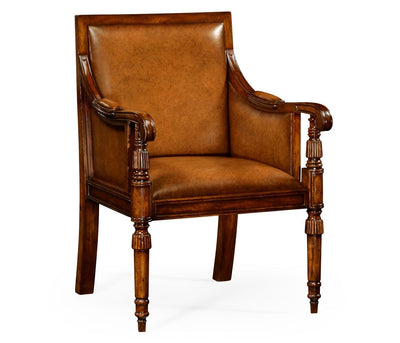 Jonathan Charles Living Jonathan Charles Occasional Chair Bergere - Chestnut Leather House of Isabella UK