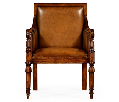 Jonathan Charles Living Jonathan Charles Occasional Chair Bergere - Chestnut Leather House of Isabella UK