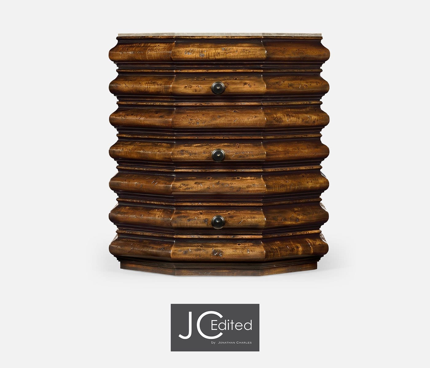 Jonathan Charles Living Jonathan Charles Octagon Side Table with Drawers Eclectic - Rustic Walnut House of Isabella UK