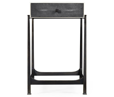 Jonathan Charles Living Jonathan Charles Side Table with Drawer Contemporary in Anthracite Shagreen - Bronze House of Isabella UK