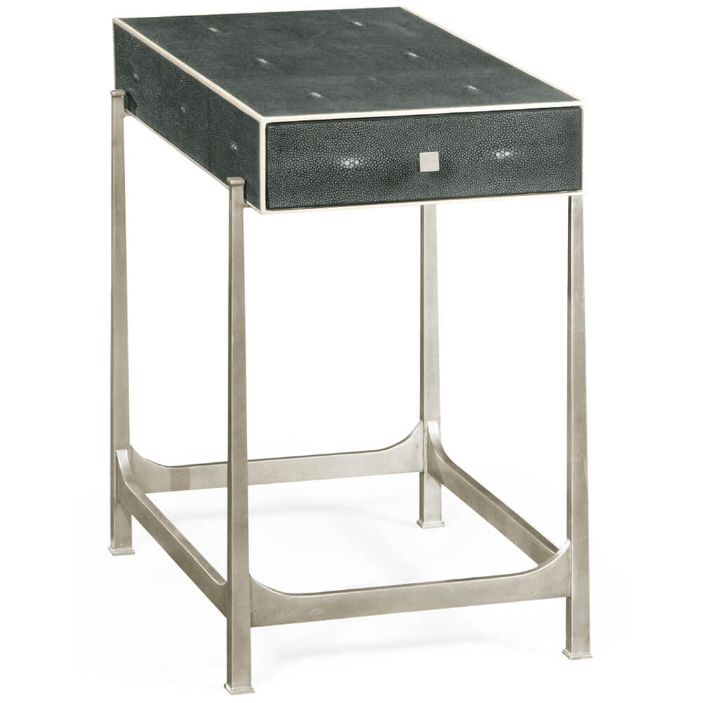 Jonathan Charles Living Jonathan Charles Side Table with Drawer Contemporary in Anthracite Shagreen - Silver House of Isabella UK