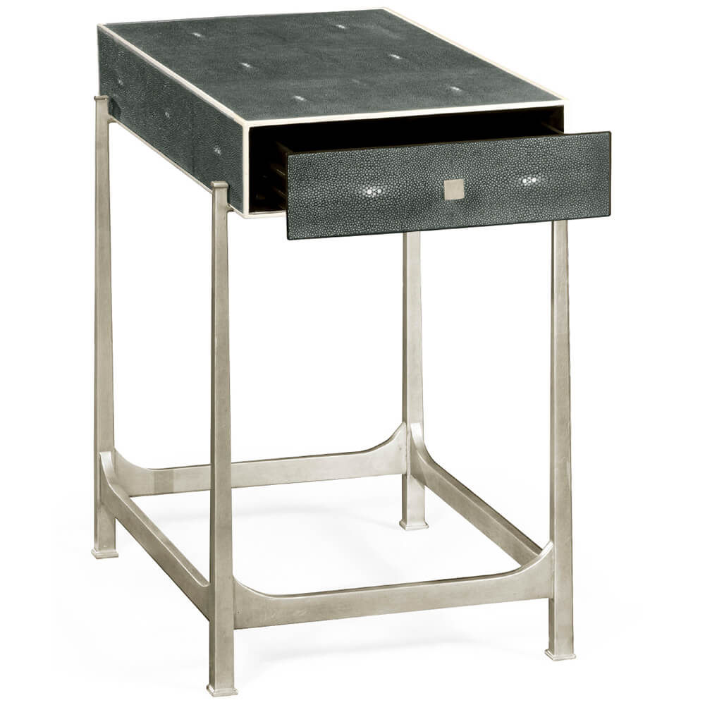 Jonathan Charles Living Jonathan Charles Side Table with Drawer Contemporary in Anthracite Shagreen - Silver House of Isabella UK