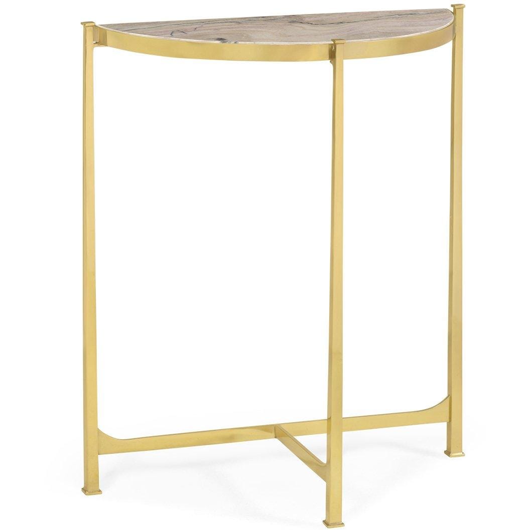 Jonathan Charles Living Jonathan Charles Small Demilune Console Table Contemporary - Blanco Equador Marble House of Isabella UK