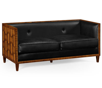 Jonathan Charles Living Jonathan Charles Small Sofa Mid Century in Black Leather House of Isabella UK
