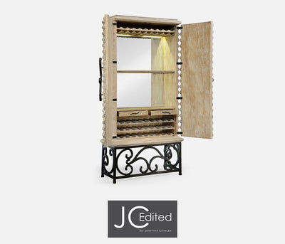 Jonathan Charles Living Jonathan Charles Wine Cabinet with Wrought Iron Base - Limed House of Isabella UK