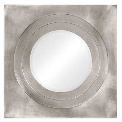 Jonathan Charles Mirrors Jonathan Charles Round Mirror Contemporary with Square Frame - Silver House of Isabella UK