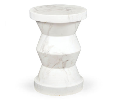Jonathan Charles Outdoors Jonathan Charles Charles Outdoor Round Geometric Wine Table in Faux White Marble House of Isabella UK
