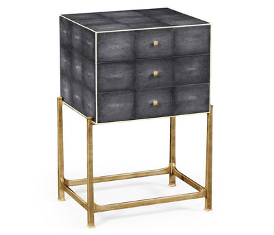 Jonathan Charles Sleeping Jonathan Charles Small Chest of Drawers 1930s in Anthracite Shagreen - Gilded House of Isabella UK