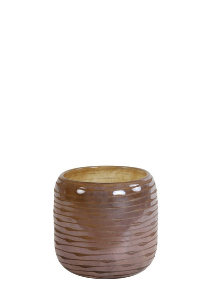 Light & Living Accessories 5808091 - Vase 14x14 cm BOWIE glass peach-brown House of Isabella UK