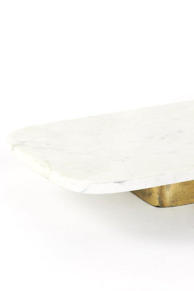 Light & Living Accessories Dish on base 50x24x7 cm LABADE marble white-antique bronze House of Isabella UK