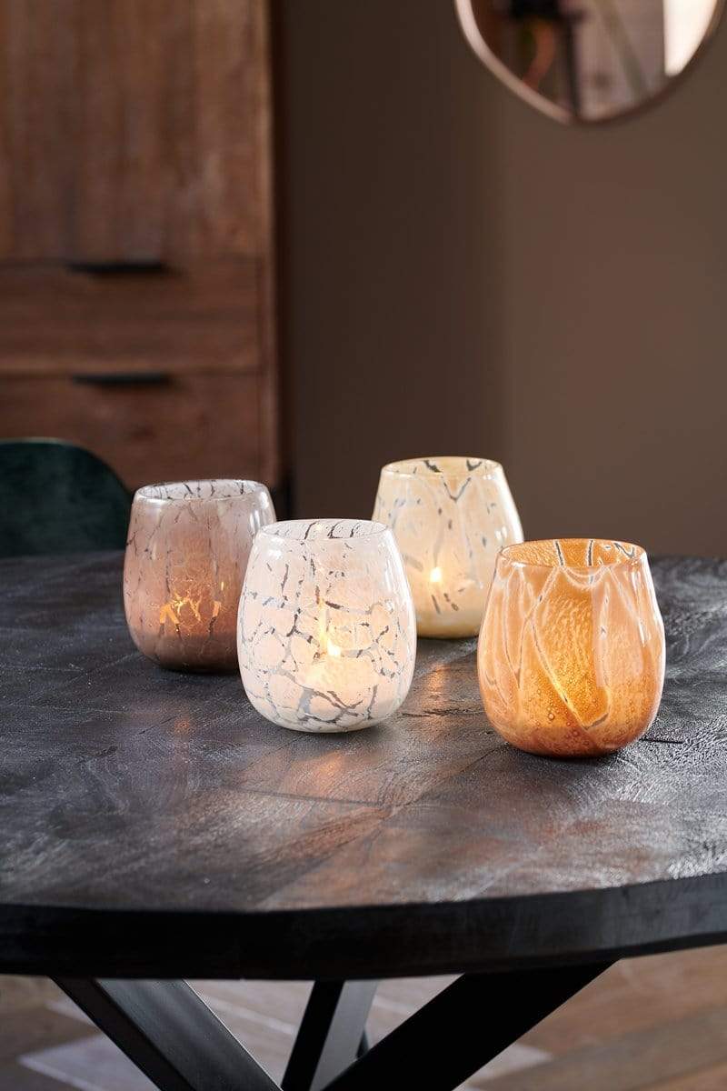 Light & Living Accessories Pack of 6 x Tealights 13x14 cm SYLAS glass brown House of Isabella UK