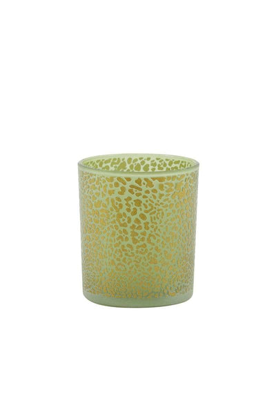 Light & Living Accessories Pack of 6 x Tealights 9x10 cm LEOPARD glass green+gold House of Isabella UK