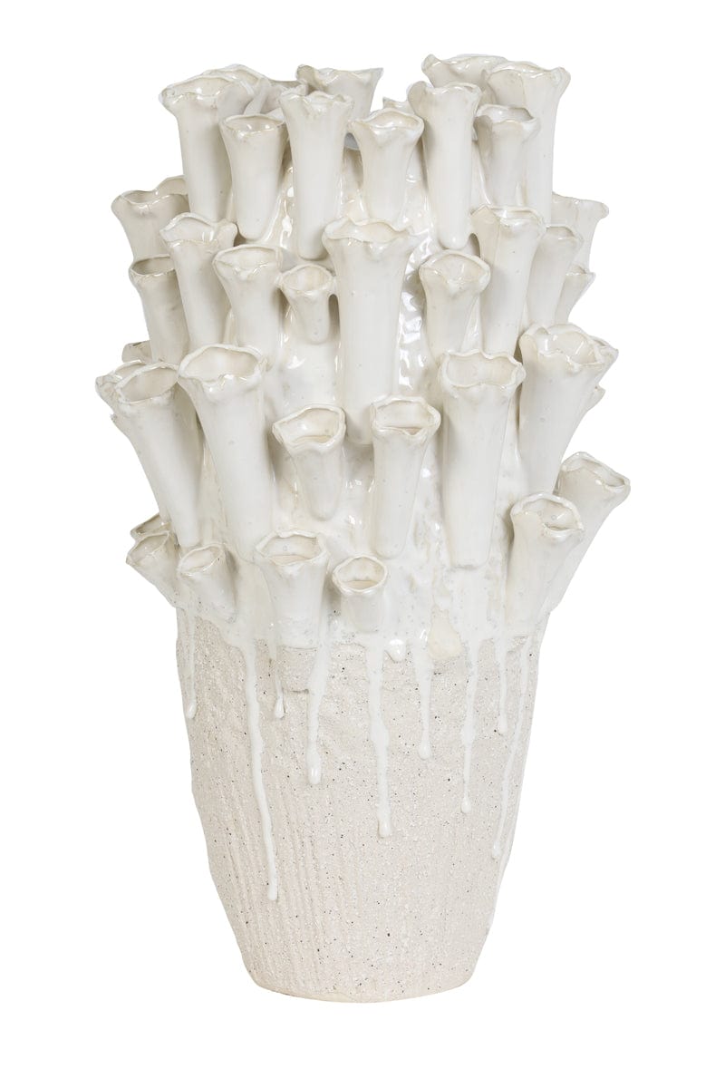 Light & Living Accessories Vase deco Ø28,5x46,5 cm KYRAL ceramics cream+white House of Isabella UK