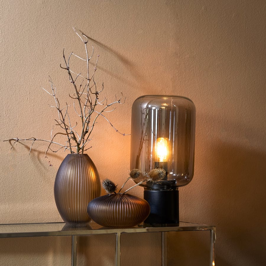 Light & Living Lighting Arturan Table lamp 22x43.5 cm - Grey smoked glass & black House of Isabella UK