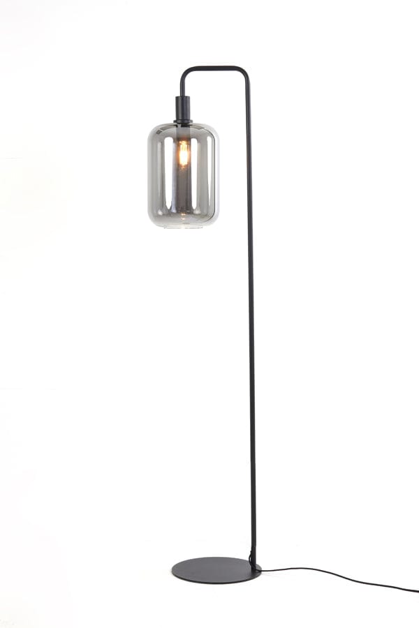 Light & Living Lighting Floor lamp 35,5x28x155 cm LEKAR black+smoked glass high House of Isabella UK