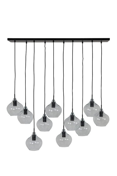 Light & Living Lighting Hanging lamp 10L 124x35x60 cm RAKEL matt black+clear House of Isabella UK