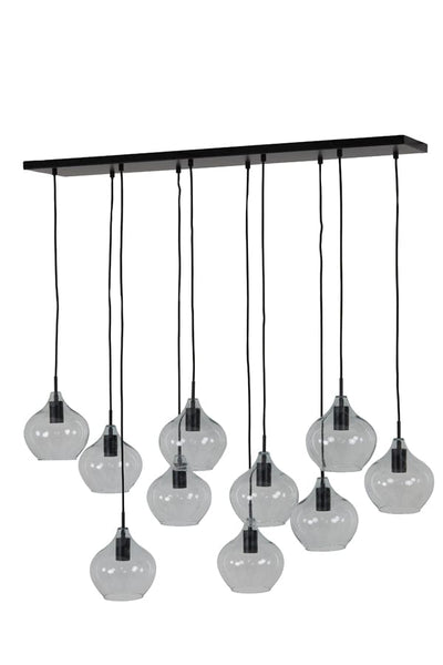 Light & Living Lighting Hanging lamp 10L 124x35x60 cm RAKEL matt black+clear House of Isabella UK