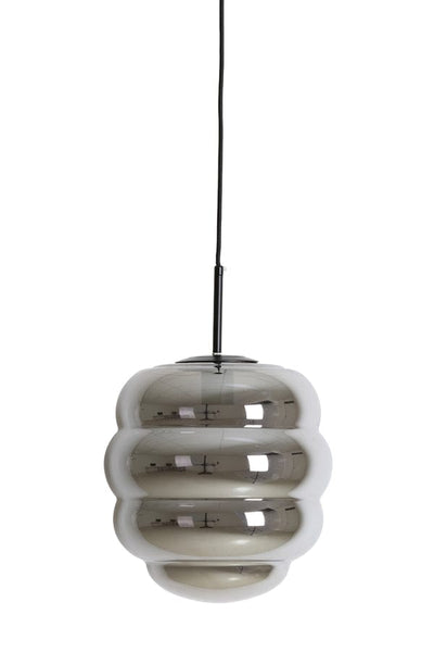 Light & Living Lighting Hanging lamp 30x37 cm MISTY smoked glass+matt black House of Isabella UK