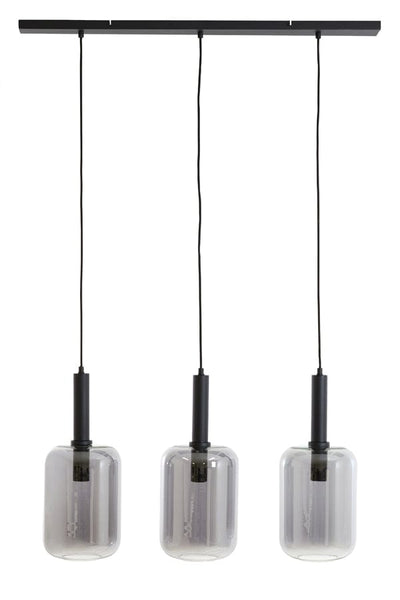 Light & Living Lighting Hanging lamp 3L 100x22x32 cm LEKAR black+smoked glass House of Isabella UK