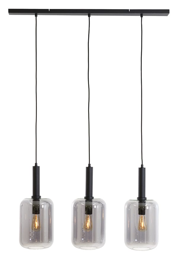 Light & Living Lighting Hanging lamp 3L 100x22x32 cm LEKAR black+smoked glass House of Isabella UK