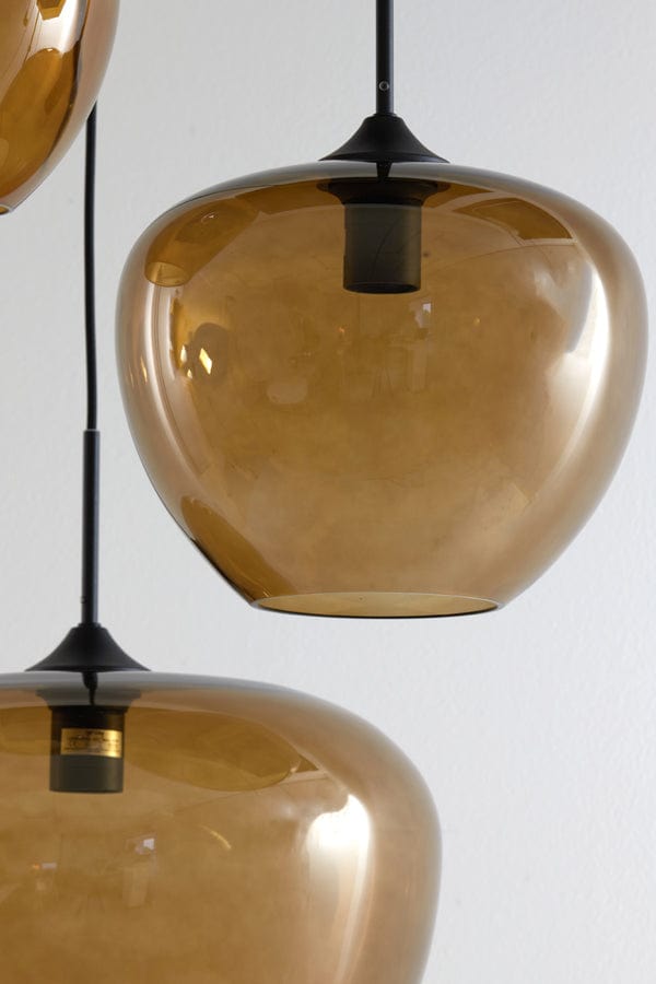 Light & Living Lighting Hanging lamp 3L 40x160 cm MAYSON glass brown+matt black House of Isabella UK