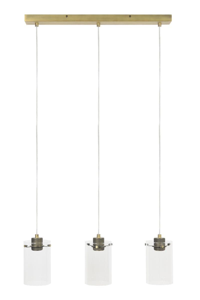 Light & Living Lighting Hanging lamp 3L 65x12x18,5 cm VANCOUVER ant.bronz-glass House of Isabella UK