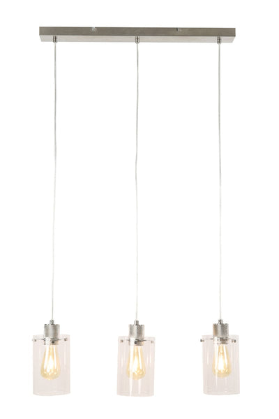 Light & Living Lighting Hanging lamp 3L 65x12x18,5 cm VANCOUVER nic. sat.-glass House of Isabella UK