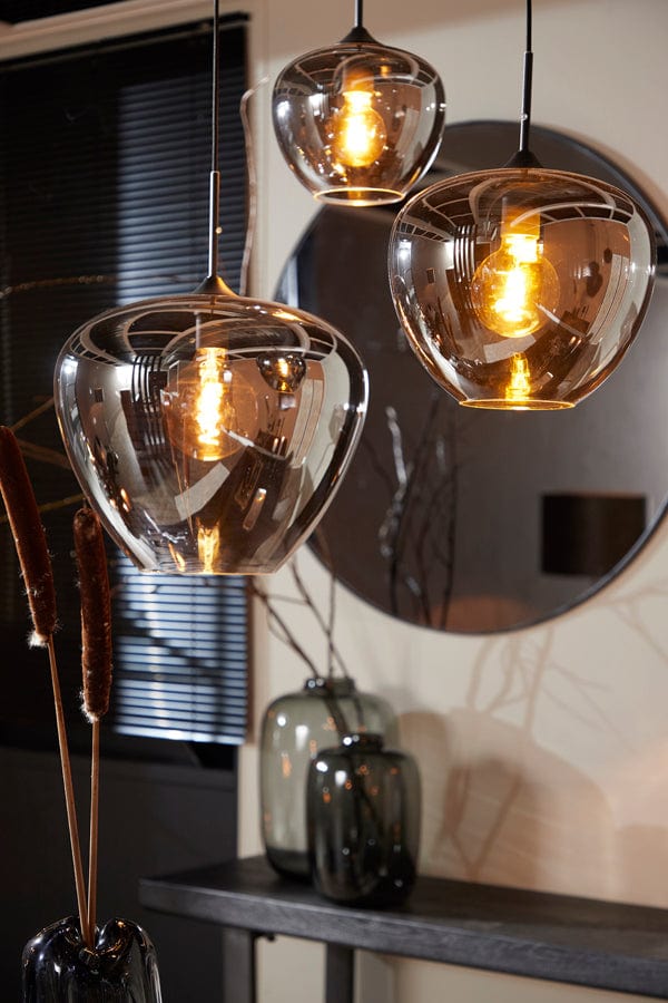 Light & Living Lighting Hanging lamp 40x34 cm MAYSON smoked glass+matt black House of Isabella UK