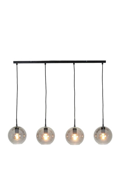 Light & Living Lighting Hanging lamp 4L 114x20x120 cm SUBAR matt black+smoked glass House of Isabella UK