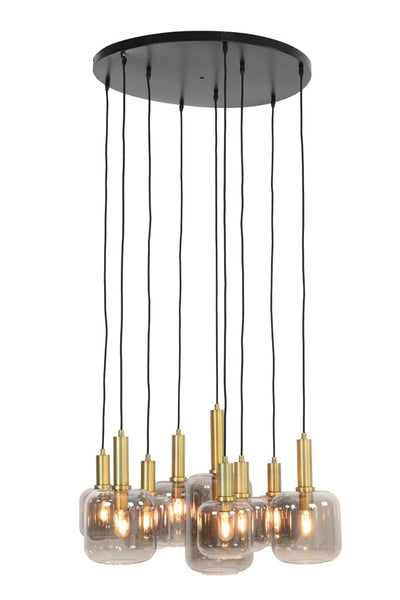 Light & Living Lighting Hanging lamp 9L 83,5x79,5 cm LEKAR antiq bronze+smokd glass House of Isabella UK