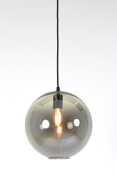 Light & Living Lighting Subst Hanging lamp 30x28 cm - black+smoked glass House of Isabella UK