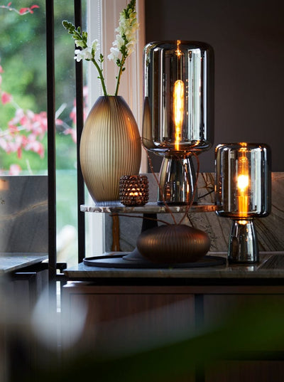 Light & Living Lighting Table lamp 16x32 cm LOTTA smoked glass+gold House of Isabella UK