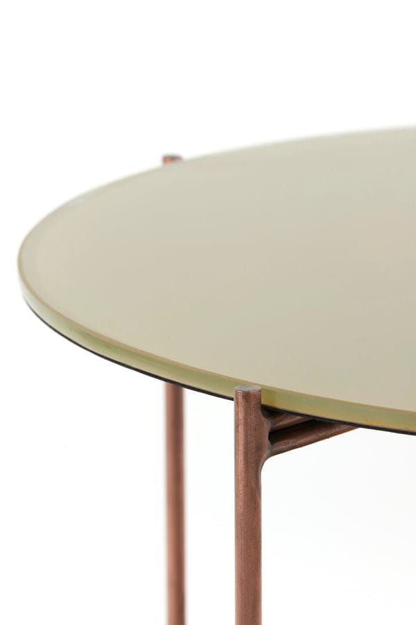 Light & Living Living Coffee table Ø65x45 cm BELITA glass caramel+ant copper House of Isabella UK