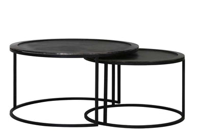 Light & Living Living Coffee table S/2 Ø60x38+Ø78x42 cm TALCA lead antiq deep edge House of Isabella UK