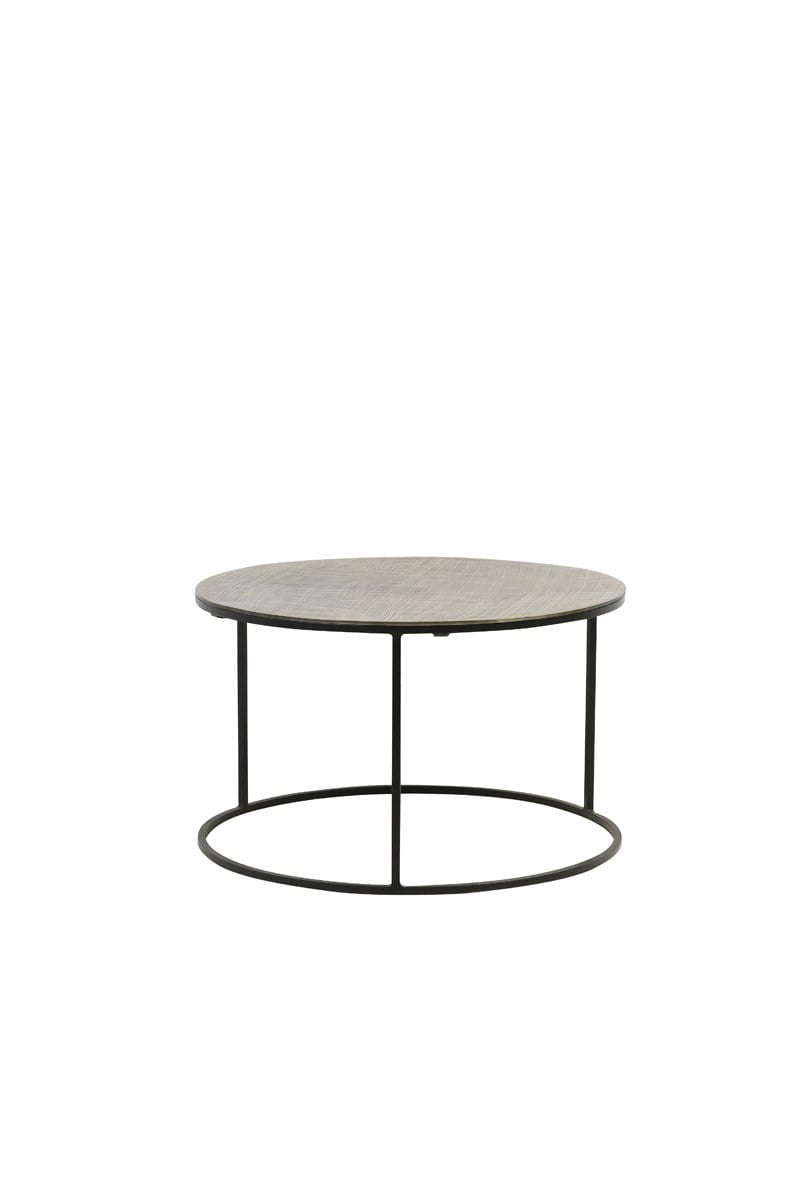 Light & Living Living Coffee table S/2 Ø61x37+Ø76x41 cm RENGO texture black+ant br House of Isabella UK