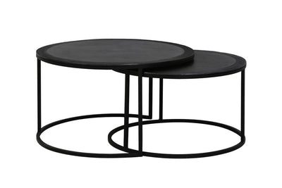Light & Living Living Coffee table S/2 Ø67,5x39,5+Ø75x45 cm TALCA lead antiq edge House of Isabella UK
