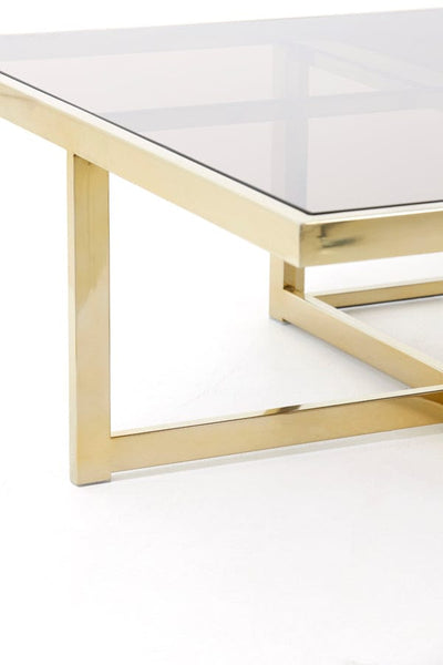 Light & Living Living Coffee table S/5 100x100x40 cm MACARA glass brown+light gold House of Isabella UK
