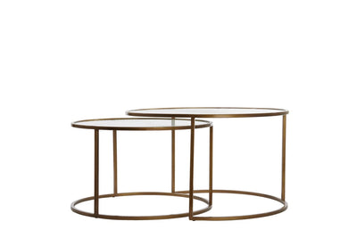 Light & Living Living Coffee table Set of 2 65x39+ 73x44 cm FERATI glass clear+gold House of Isabella UK