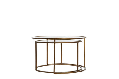 Light & Living Living Coffee table Set of 2 65x39+ 73x44 cm FERATI glass clear+gold House of Isabella UK