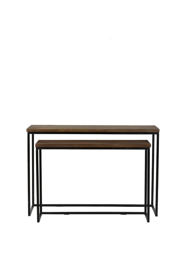 Light & Living Living Console S/2 100x30x70+120x40x82 cm BRYSON wood brown-black House of Isabella UK