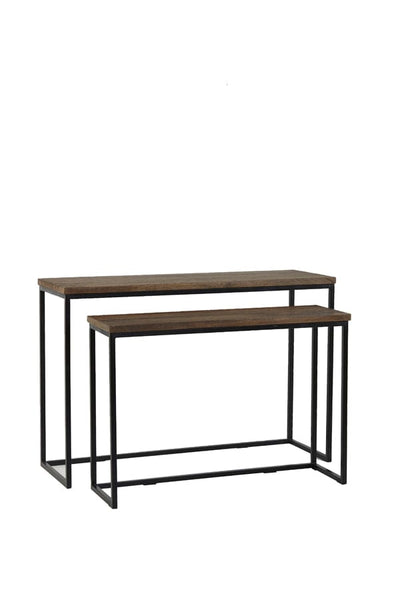 Light & Living Living Console S/2 100x30x70+120x40x82 cm BRYSON wood brown-black House of Isabella UK