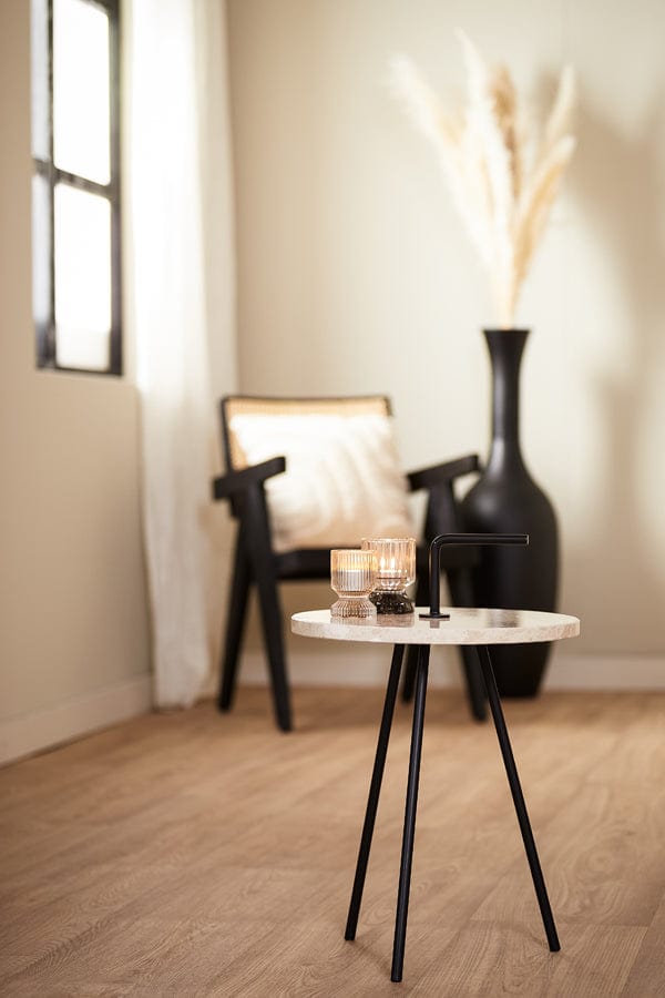 Light & Living Living Side table Ø37x55 cm JOBITO terrazzo cream+matt black House of Isabella UK
