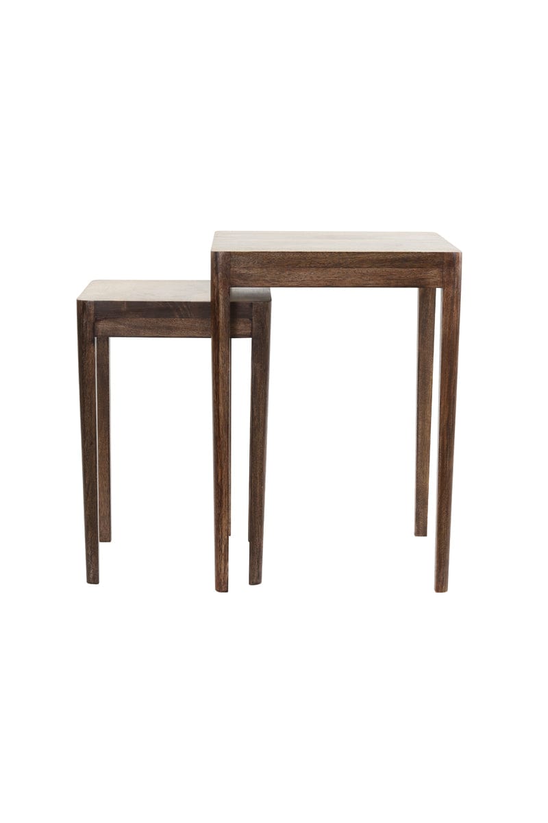 Light & Living Living Side table S/2 30x30x45+38x38x53 cm STIJN wood brown House of Isabella UK